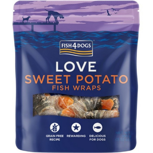 Fish4Dogs Love Sweet Potato Fish Wraps 100G For Dogs 