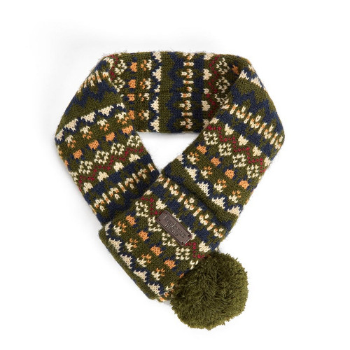 Barbour Marlow Fair Isle Dog Scarf Olive