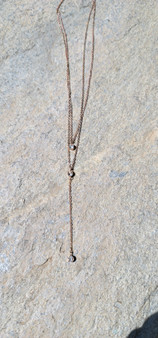 rose gold double chain cz necklace
