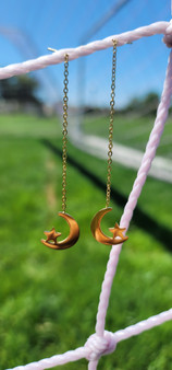 rose gold moon and star threader earrings