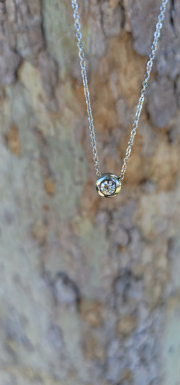 stainless steel bezel set solitaire cz necklace
