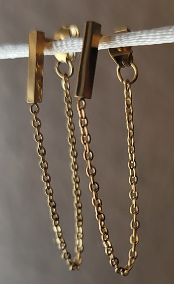 gold bar and chain earrings