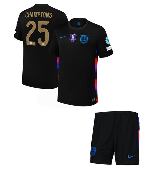 2025 England Lionesses Away Euros Kids Kit with Winners Print