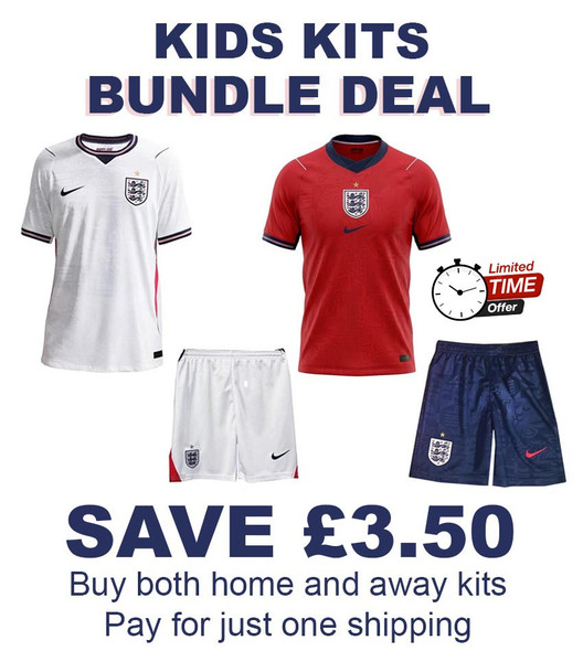 England Bundle Set 2026 World  Home & Away Kids Kits with free name and number