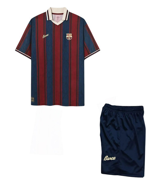 24/25 Barcelona Retro Polo Home Kids Kit with free name and number