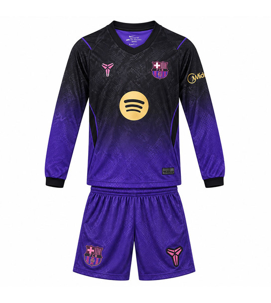 26/27 Barcelona Long Sleeve Away Kids Kit