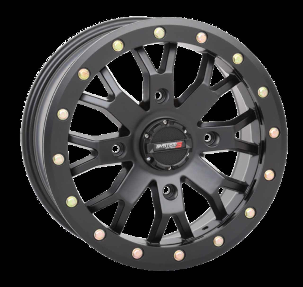 システム3 SB-4ビードロック14 x 7 ATV/UTVホイール-セメントグレー (4