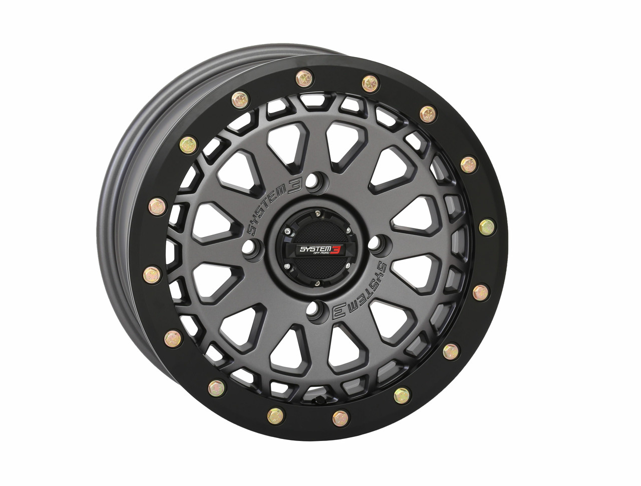 System 3 Off-Road SB-6 Beadlock Wheel 15x7 4/156 6+1 (+45 mm) Gunmetal Grey