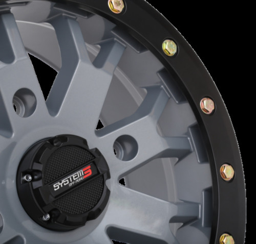 システム3 SB-4ビードロック14 x 7 ATV/UTVホイール-セメントグレー (4