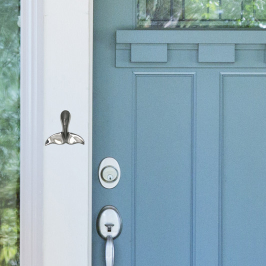 whale tail doorbell ringer nickel silver blue door