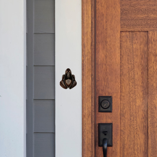 frog doorbell ringer oiled bronze wood door