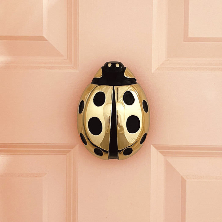 Ladybug-door-knocker-brass-pink-door