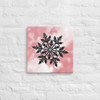 Black and Blue Crystal Snowflake on Square Pink Sky Canvas