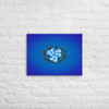 Blue Glass Rocks and Flower Petals on Canvas