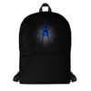 Black Backpack With Bright Blue Spider