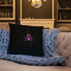 Unique Black Throw Pillow With a Friendly Purple Spider