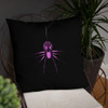 Unique Black Throw Pillow With a Friendly Purple Spider