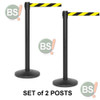 Black Retractable Safety Stanchions Yellow Black Belt