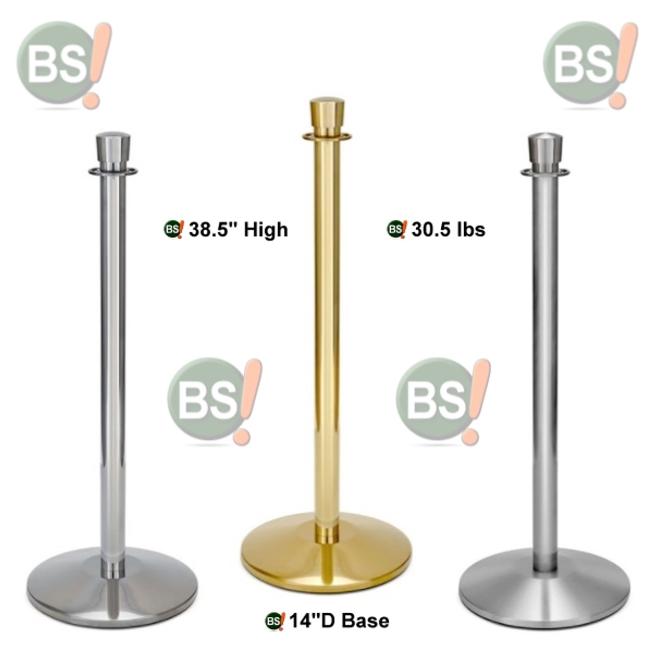 Heavy Duty Rope Post Stanchions, 30 LBS Each, Sloped Base