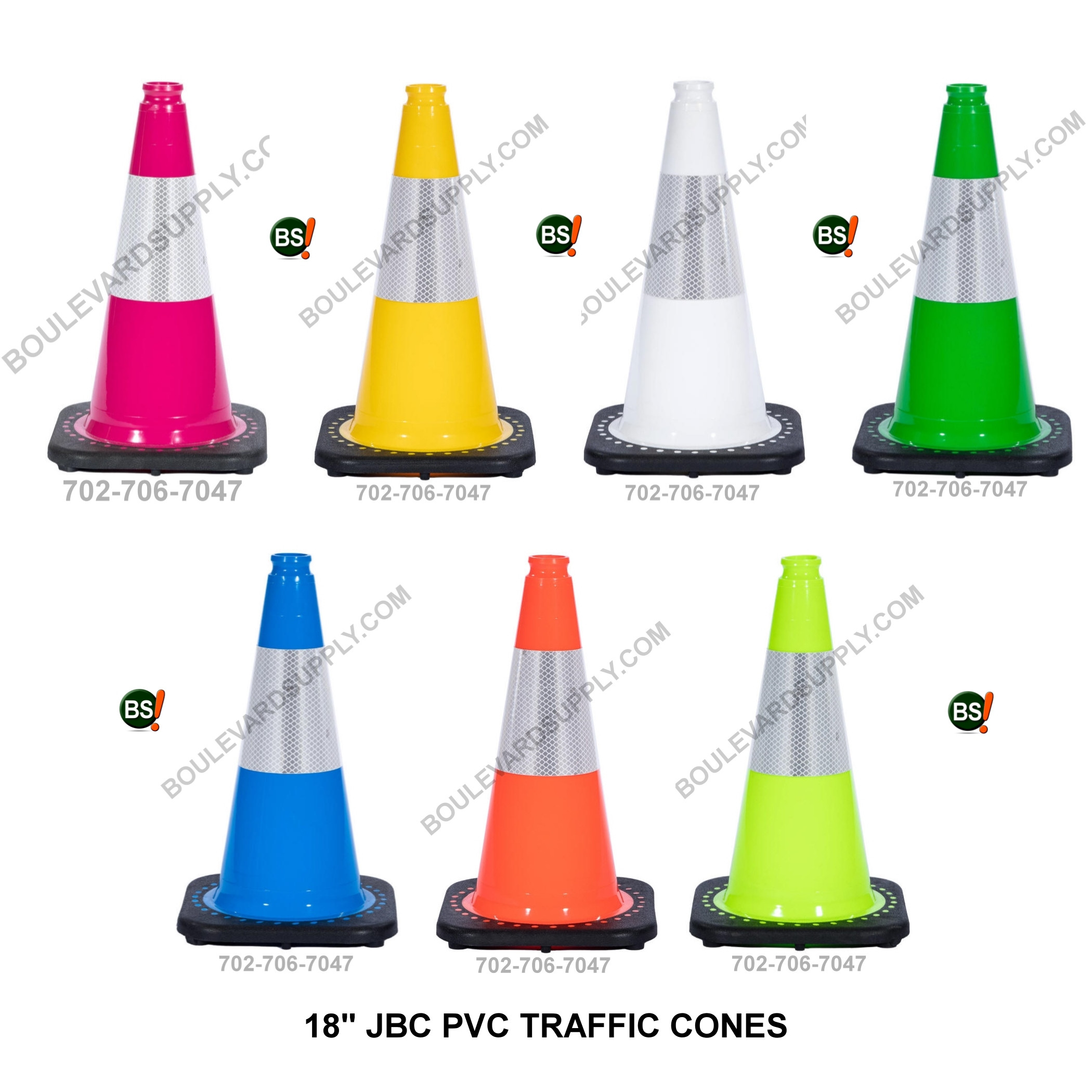 18 Inch Traffic Cones, 3.5 LB JBC PVC Safety Cones