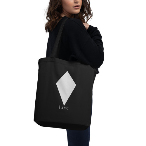 Stylish Cream Tan Tote Bag with Black Luxe Diamond