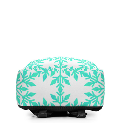 White Backpack with Sky Blue Snowflakes White Backpack with Sky Blue Snowflakes