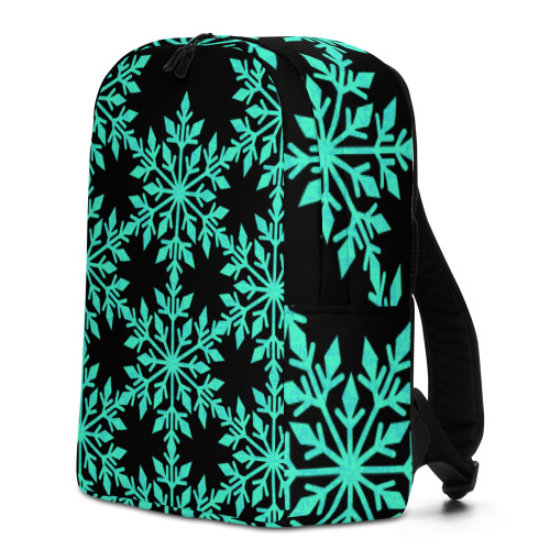Black Backpack with Sky Blue Snowflakes Black Backpack with Sky Blue Snowflakes