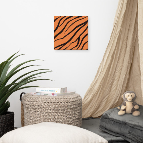 Black and Orange Tiger Striped Wall Art Decor on Canvas