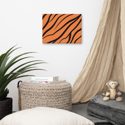 Black and Orange Tiger Striped Wall Art Decor on Canvas Black and Orange Tiger Striped Wall Art Decor on Canvas