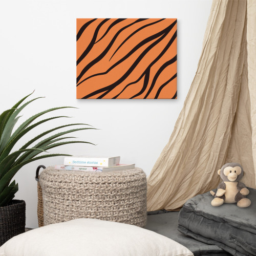 Black and Orange Tiger Striped Wall Art Decor on Canvas Black and Orange Tiger Striped Wall Art Decor on Canvas