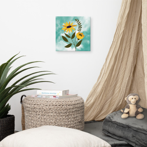 Yellow Daisy Wall Art on Vertical Canvas Yellow Daisy Wall Art on Vertical Canvas
