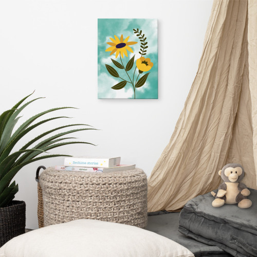 Yellow Daisy Wall Art on Vertical Canvas Yellow Daisy Wall Art on Vertical Canvas