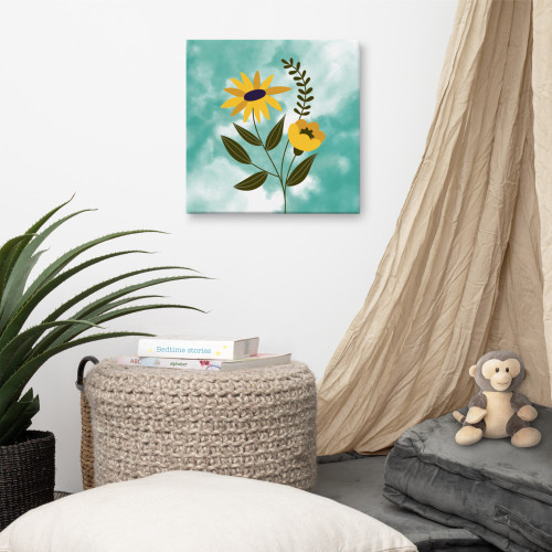 Yellow Daisy Wall Art on Vertical Canvas Yellow Daisy Wall Art on Vertical Canvas