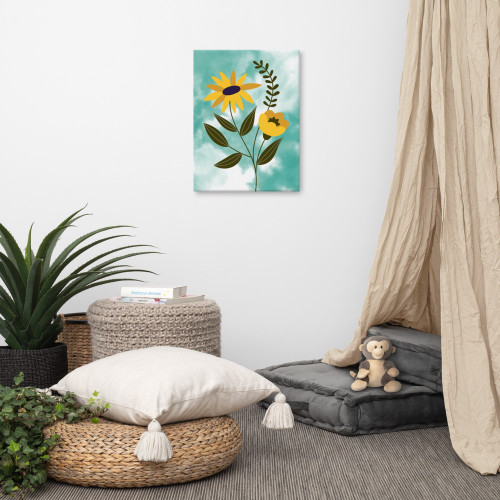 Yellow Daisy Wall Art on Vertical Canvas Yellow Daisy Wall Art on Vertical Canvas