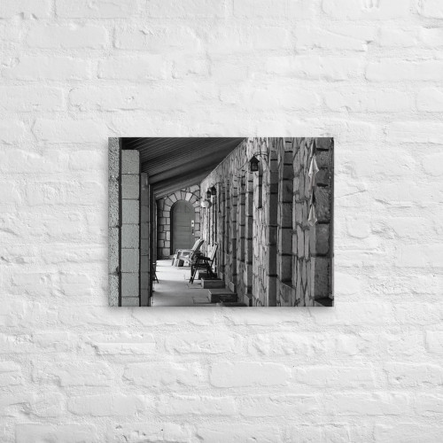Old Flagstaff Entryway in Black and White on Landscape Canvas Old Flagstaff Entryway in Black and White on Landscape Canvas