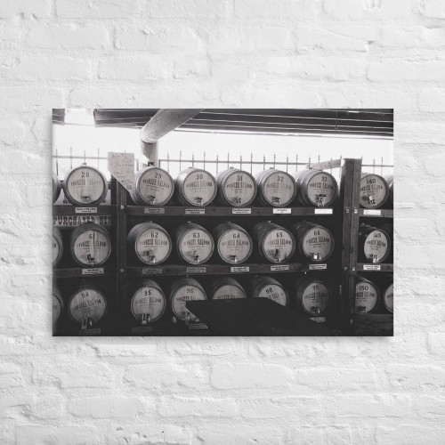 Whiskey Barrel Wall Art in Black and White