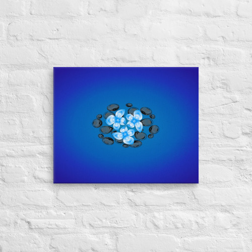Blue Glass Rocks and Flower Petals on Canvas Blue Glass Rocks and Flower Petals on Canvas