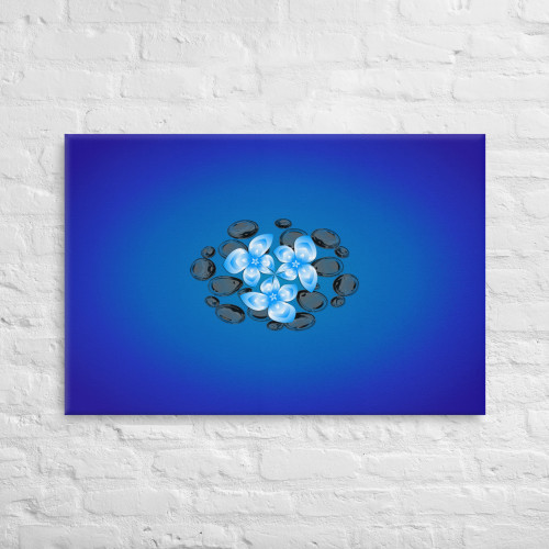 Blue Glass Rocks and Flower Petals on Canvas Blue Glass Rocks and Flower Petals on Canvas