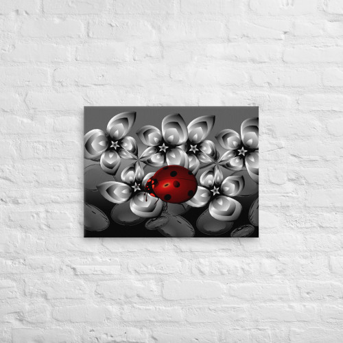 Candy Apple Red Lady Bug on Black and White Canvas Candy Apple Red Lady Bug on Black and White Canvas