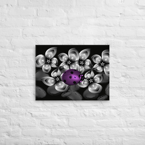 Candy Apple Purple Lady Bug on Black Canvas