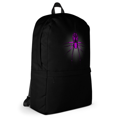 Black Polyester Backpack With Passionate Purple Spider Black Polyester Backpack With Passionate Purple Spider