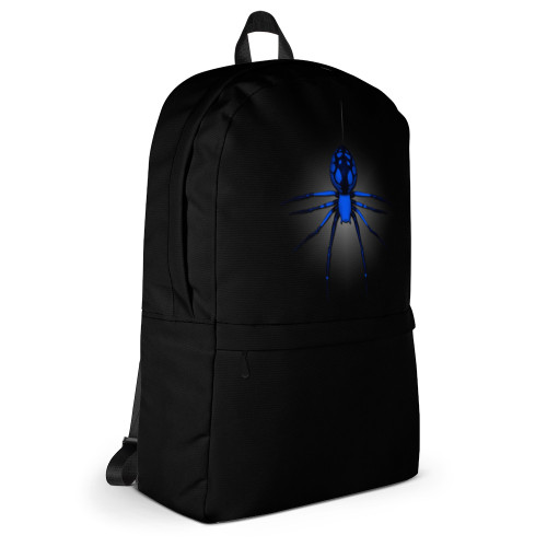 Black Backpack With Bright Blue Spider Black Backpack With Bright Blue Spider