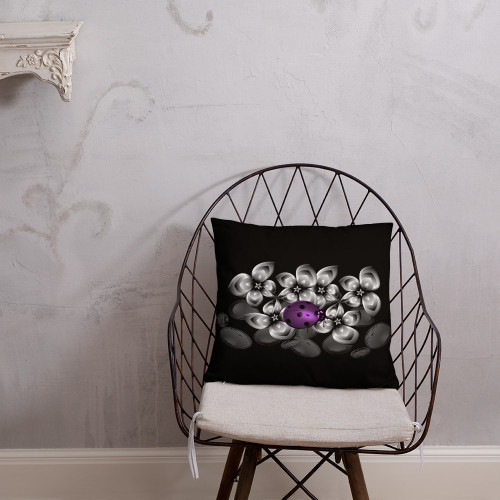 Unique Black Throw Pillow Featuring a Beautiful Purple Ladybug Unique Black Throw Pillow Featuring a Beautiful Purple Ladybug