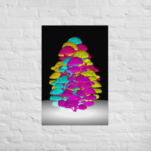 Fluorescent Floral Tree of Color Poster