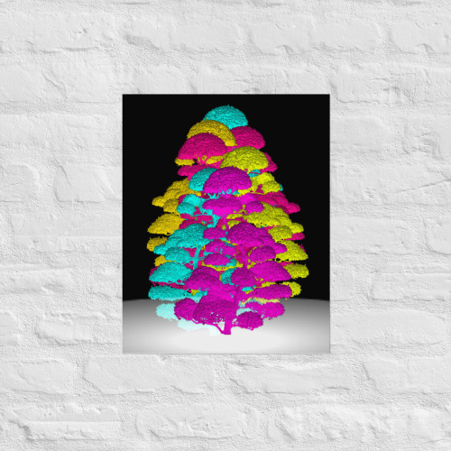 Fluorescent Floral Tree of Color Poster