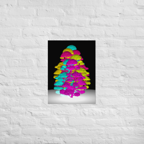Fluorescent Floral Tree of Color Poster