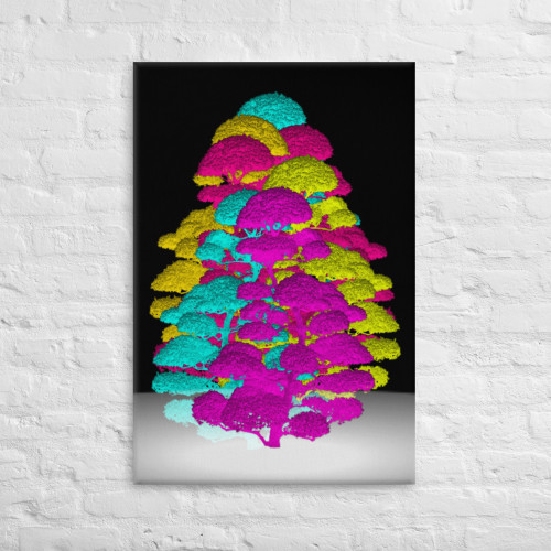 Fluorescent Floral Tree of Color Wall Art on Canvas