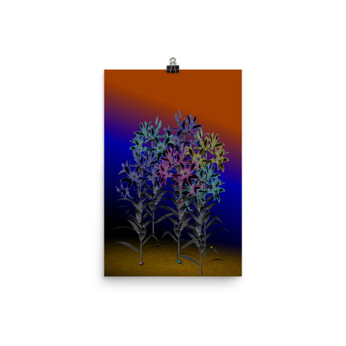 Deep Dark Neon Lilies Poster