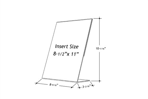 8.5" wide X 11" slanted tabletop sign holder dimensions 8.5" wide X 11" slanted tabletop sign holder dimensions