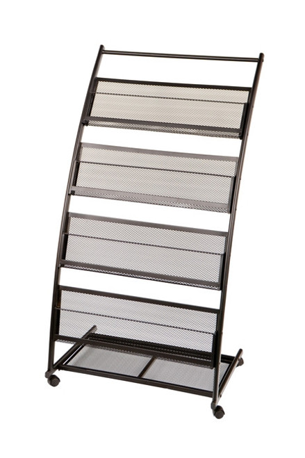 4 Shelf Slanted Mobile Magazine Rack